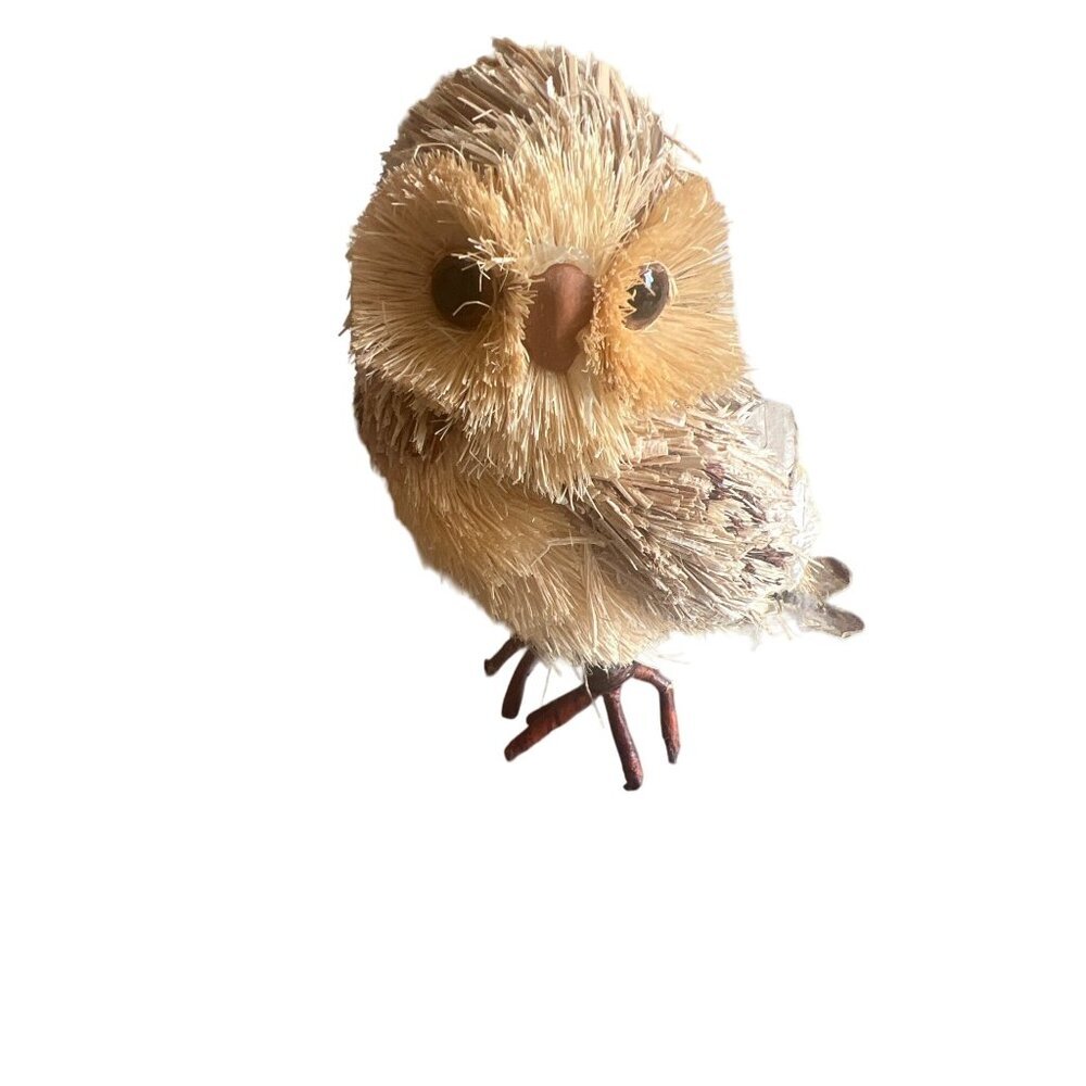 Natural Owl Figurine Vintage Stick Feet 5” Tall